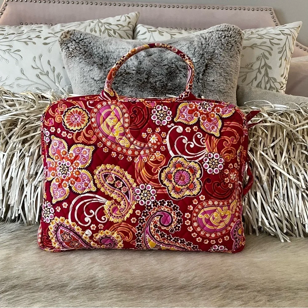 VERA BRADLEY Raspberry Fizz 2008 Quilted Soft Sided Laptop Portfolio Case Y2K